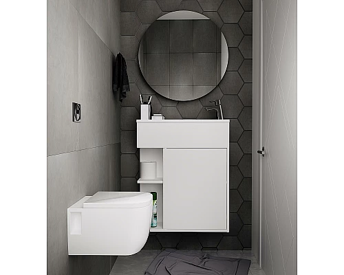 Купить Тумба с раковиной 1MarKa Stretto 60П У94717 подвесная Белый глянец в магазине сантехники Santeh-Crystal.ru