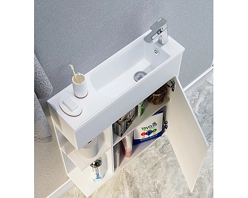 Купить Тумба с раковиной 1MarKa Stretto 60П У94717 подвесная Белый глянец в магазине сантехники Santeh-Crystal.ru