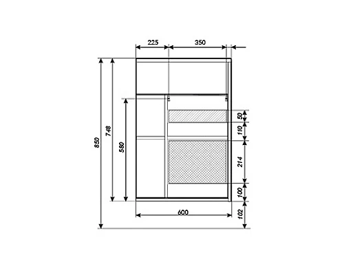 Купить Тумба с раковиной 1MarKa Stretto 60П У94717 подвесная Белый глянец в магазине сантехники Santeh-Crystal.ru