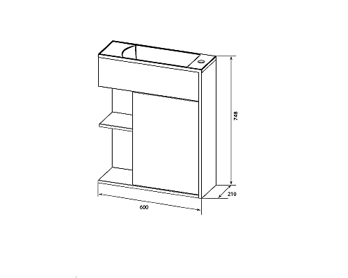 Купить Тумба с раковиной 1MarKa Stretto 60П У94717 подвесная Белый глянец в магазине сантехники Santeh-Crystal.ru