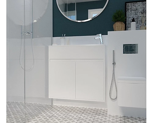 Купить Тумба с раковиной 1MarKa Stretto 80П У92325 подвесная Белый глянец в магазине сантехники Santeh-Crystal.ru