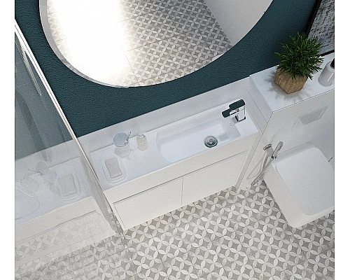 Купить Тумба с раковиной 1MarKa Stretto 80П У92325 подвесная Белый глянец в магазине сантехники Santeh-Crystal.ru