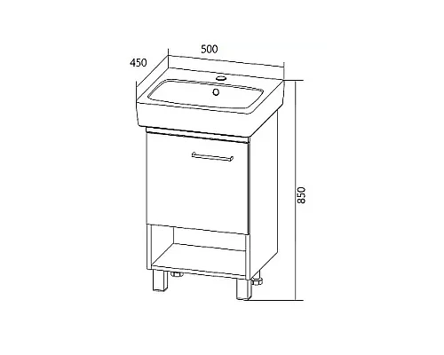 Купить Тумба под раковину 1MarKa Tera 50 У76057 Белая глянцевая в магазине сантехники Santeh-Crystal.ru