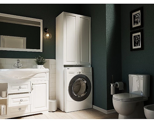 Приобрести Шкаф пенал 1MarKa Wall Classic 67 У79534 над стиральной машиной Белый глянцевый в магазине сантехники Santeh-Crystal.ru