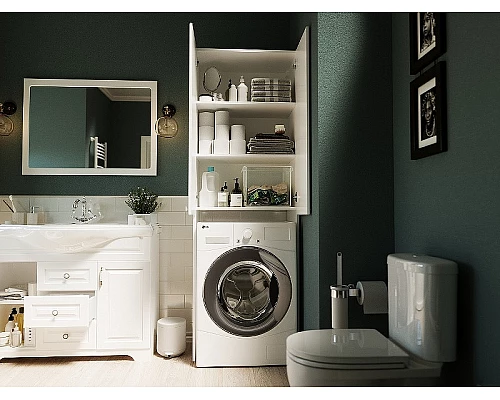 Приобрести Шкаф пенал 1MarKa Wall Classic 67 У79534 над стиральной машиной Белый глянцевый в магазине сантехники Santeh-Crystal.ru