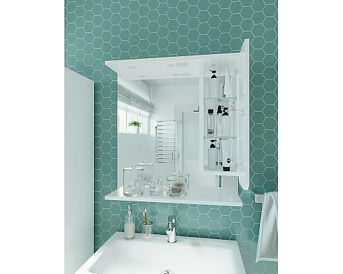 Купить Зеркало со шкафом 1MarKa Кода 65 Лайт У23118 с подсветкой Белый глянец в магазине сантехники Santeh-Crystal.ru