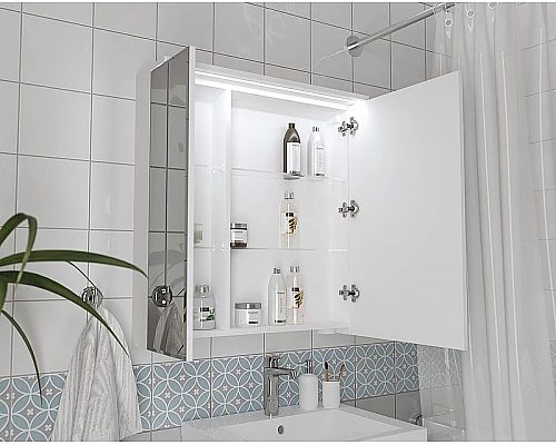 Купить Зеркальный шкаф 1MarKa Соната 75 Ц0000007616 с подсветкой  Белый глянец в магазине сантехники Santeh-Crystal.ru