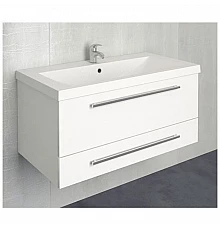 Тумба под раковину 1MarKa Соната 90П 2 ящика Белая глянцевая