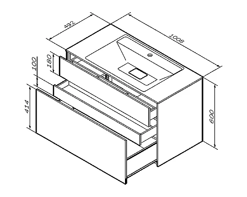 Приобрести Тумба под раковину AM.PM Inspire V2.0 100 M50AFHX1003GM подвесная Графит матовая в магазине сантехники Santeh-Crystal.ru