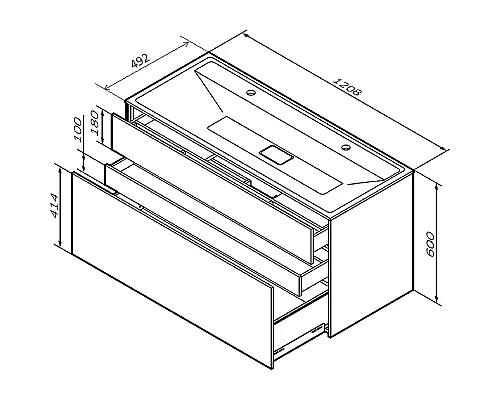 Приобрести Тумба под раковину AM.PM Inspire V2.0 120 M50AFHX1203GM подвесная Графит матовая в магазине сантехники Santeh-Crystal.ru