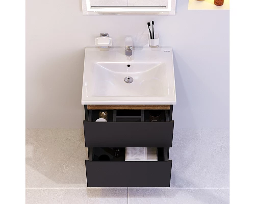 Купить Тумба под раковину AM.PM X-Joy 55 M85AFHX0552BM подвесная Черная матовая в магазине сантехники Santeh-Crystal.ru