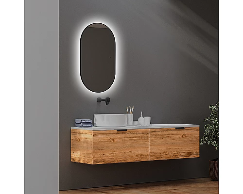 Зеркало Abber Kontur 55 AG6302SCB с подсветкой Черное с бесконтактным выключателем и диммером