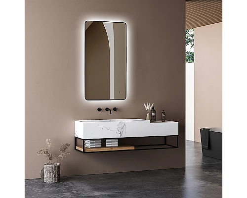 Зеркало Abber See 60 AG6102SCB с подсветкой Черное с бесконтактным выключателем и диммером