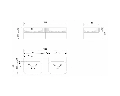 Консоль с раковиной Abber Stein 120 AS2646 Черная