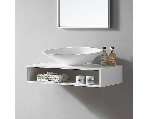 Тумба под раковину Abber Stein 80 AS1612 подвесная Белая матовая