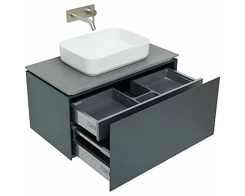 Купить Тумба под раковину Allen Brau Infinity 85 1.21002.AM подвесная Антрацит матовый в магазине сантехники Santeh-Crystal.ru