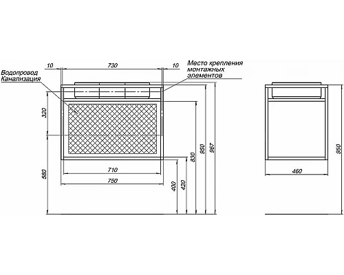 Купить Консоль под раковину Allen Brau Liberty 75 1.33001.60 Медь браш в магазине сантехники Santeh-Crystal.ru