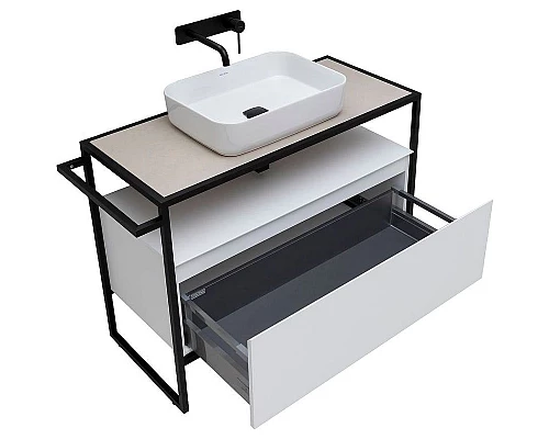 Купить Тумба под раковину Allen Brau Priority 100 1.31003.WM Белая матовая в магазине сантехники Santeh-Crystal.ru