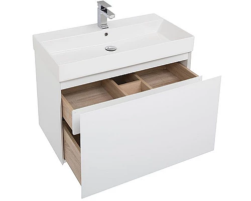 Приобрести Тумба под раковину Aquanet Йорк 85 202092 подвесная Белый глянец в магазине сантехники Santeh-Crystal.ru