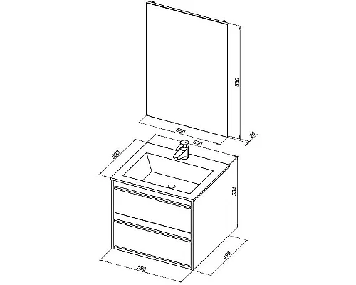 Купить Тумба под раковину Aquanet Lino 60 253901 подвесная Белая матовая в магазине сантехники Santeh-Crystal.ru