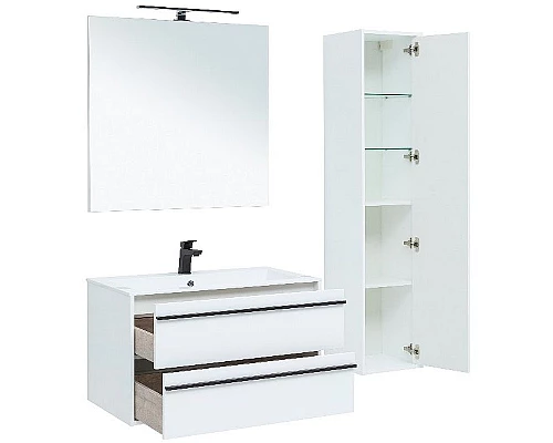 Купить Тумба под раковину Aquanet Lino 90 253904 подвесная Белая матовая в магазине сантехники Santeh-Crystal.ru