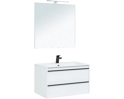 Заказать Тумба с раковиной Aquanet Lino 90 271949 подвесная Белая матовая в магазине сантехники Santeh-Crystal.ru