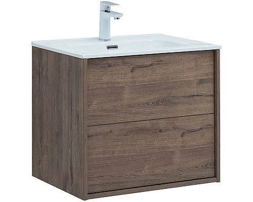Купить Тумба под раковину Aquanet Lino 60 Flat 287541 подвесная Дуб Веллингтон в магазине сантехники Santeh-Crystal.ru