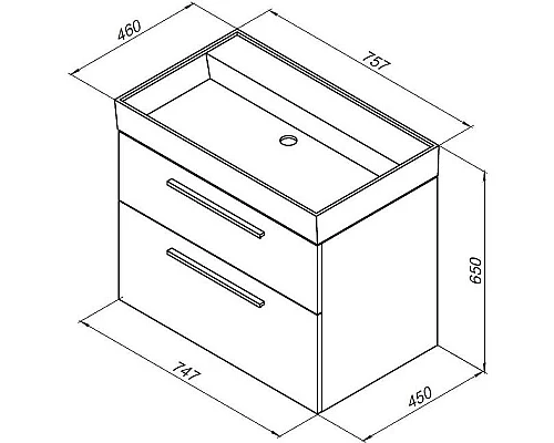 Приобрести Тумба под раковину Aquanet Nova 75 242260 подвесная Дуб рошелье в магазине сантехники Santeh-Crystal.ru