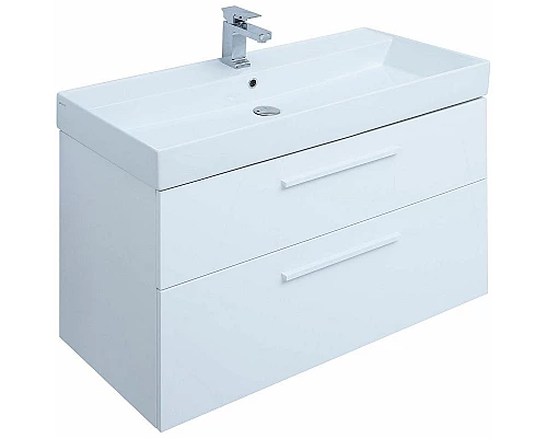 Купить Тумба под раковину Aquanet Nova 100 249922 подвесная Белая глянцевая в магазине сантехники Santeh-Crystal.ru