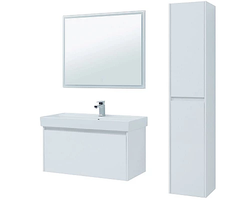 Купить Тумба под раковину Aquanet Nova Lite 100 242580 подвесная Белая в магазине сантехники Santeh-Crystal.ru