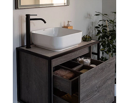 Приобрести Тумба под раковину Aquanet Nova Lite Loft 75L 261654 подвесная Дуб рошелье в магазине сантехники Santeh-Crystal.ru