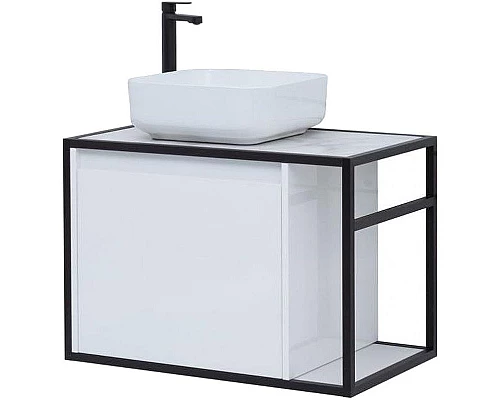 Приобрести Тумба под раковину Aquanet Nova Lite Loft 75L 261650 подвесная Белый глянец в магазине сантехники Santeh-Crystal.ru