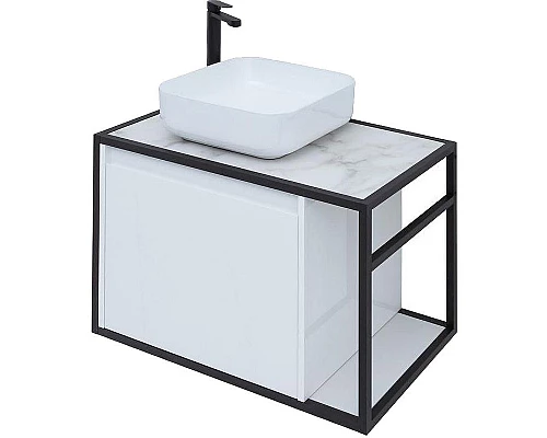 Приобрести Тумба под раковину Aquanet Nova Lite Loft 75L 261650 подвесная Белый глянец в магазине сантехники Santeh-Crystal.ru