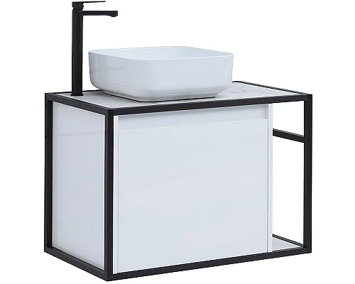 Приобрести Тумба под раковину Aquanet Nova Lite Loft 75L 261650 подвесная Белый глянец в магазине сантехники Santeh-Crystal.ru