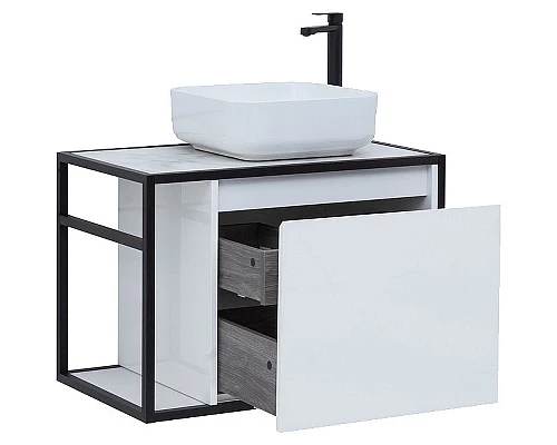 Приобрести Тумба под раковину Aquanet Nova Lite Loft 75R 261649 подвесная Белый глянец в магазине сантехники Santeh-Crystal.ru