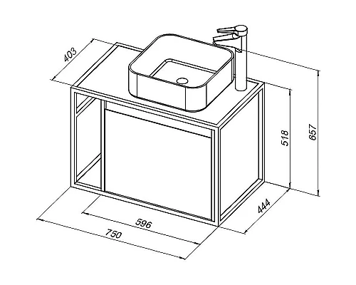 Приобрести Тумба под раковину Aquanet Nova Lite Loft 75R 261649 подвесная Белый глянец в магазине сантехники Santeh-Crystal.ru