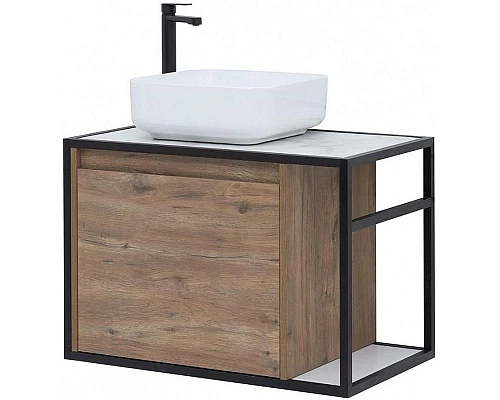 Заказать Тумба под раковину Aquanet Nova Lite Loft 75L 261658 подвесная Дуб рустикальный в магазине сантехники Santeh-Crystal.ru