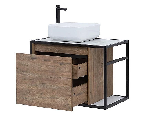 Заказать Тумба под раковину Aquanet Nova Lite Loft 75L 261658 подвесная Дуб рустикальный в магазине сантехники Santeh-Crystal.ru