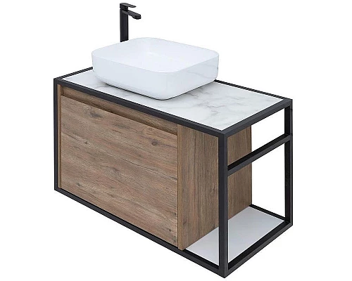 Заказать Тумба под раковину Aquanet Nova Lite Loft 75L 261658 подвесная Дуб рустикальный в магазине сантехники Santeh-Crystal.ru