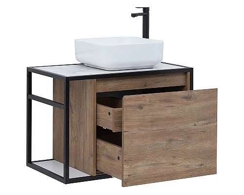 Заказать Тумба под раковину Aquanet Nova Lite Loft 75R 261657 подвесная Дуб рустикальный в магазине сантехники Santeh-Crystal.ru