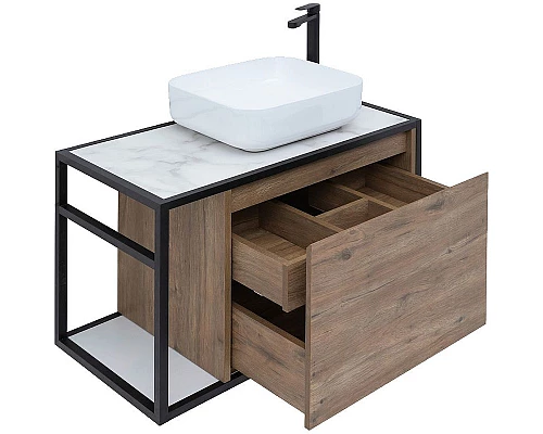 Заказать Тумба под раковину Aquanet Nova Lite Loft 75R 261657 подвесная Дуб рустикальный в магазине сантехники Santeh-Crystal.ru