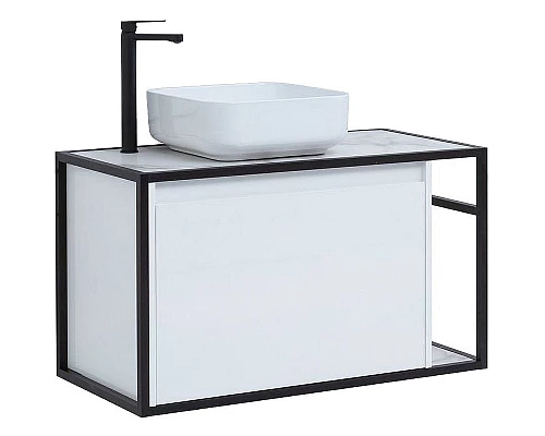 Приобрести Тумба под раковину Aquanet Nova Lite Loft 90L 261652 подвесная Белый глянец в магазине сантехники Santeh-Crystal.ru