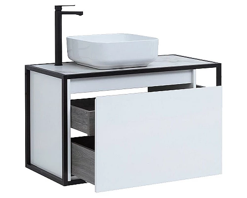 Приобрести Тумба под раковину Aquanet Nova Lite Loft 90L 261652 подвесная Белый глянец в магазине сантехники Santeh-Crystal.ru