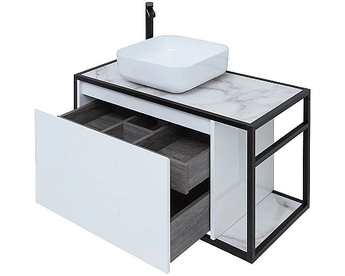 Приобрести Тумба под раковину Aquanet Nova Lite Loft 90L 261652 подвесная Белый глянец в магазине сантехники Santeh-Crystal.ru
