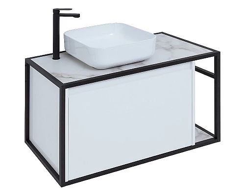 Приобрести Тумба под раковину Aquanet Nova Lite Loft 90L 261652 подвесная Белый глянец в магазине сантехники Santeh-Crystal.ru