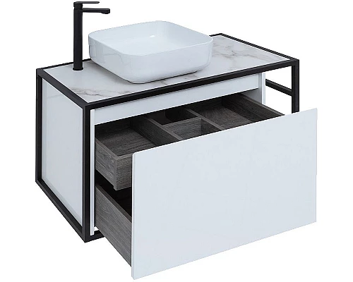 Приобрести Тумба под раковину Aquanet Nova Lite Loft 90L 261652 подвесная Белый глянец в магазине сантехники Santeh-Crystal.ru