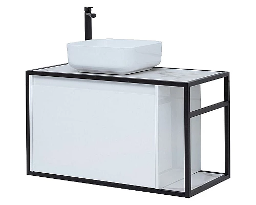 Приобрести Тумба под раковину Aquanet Nova Lite Loft 90L 261652 подвесная Белый глянец в магазине сантехники Santeh-Crystal.ru