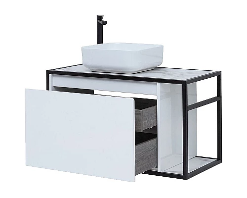 Приобрести Тумба под раковину Aquanet Nova Lite Loft 90L 261652 подвесная Белый глянец в магазине сантехники Santeh-Crystal.ru