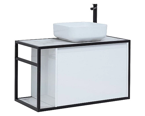 Приобрести Тумба под раковину Aquanet Nova Lite Loft 90R 261651 подвесная Белый глянец в магазине сантехники Santeh-Crystal.ru