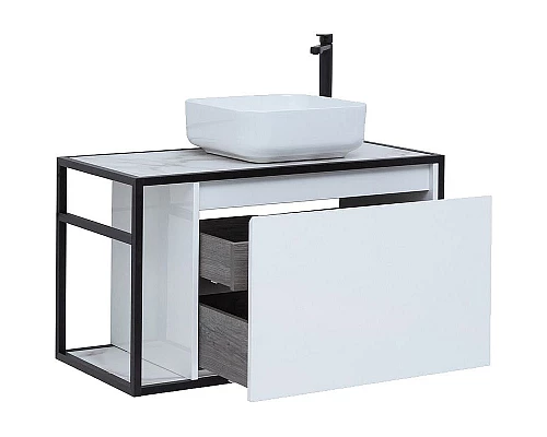 Приобрести Тумба под раковину Aquanet Nova Lite Loft 90R 261651 подвесная Белый глянец в магазине сантехники Santeh-Crystal.ru